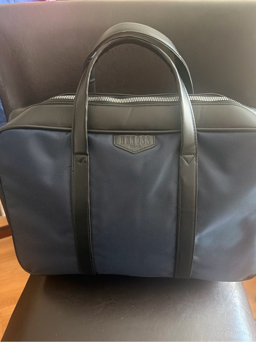 Benoss Milon Navy and Black Laptop Briefcase with Top Handles and strap